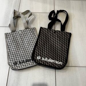 New! Bundle of Lululemon Taupe, Black & Cream Patterned Small Tote Bags